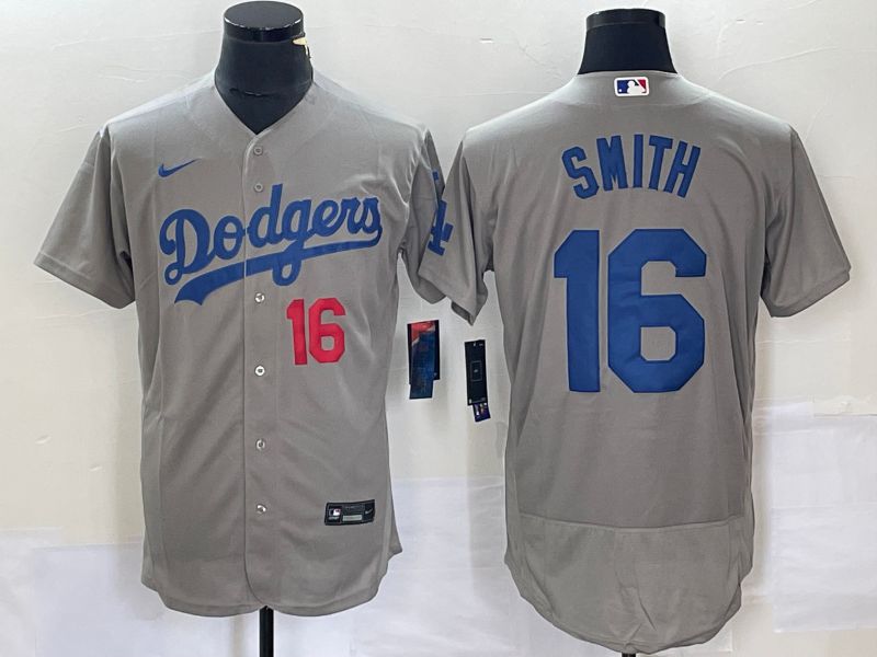 Men Los Angeles Dodgers #16 Smith Grey Elite Nike 2023 MLB Jerseys